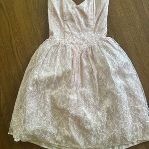 Gunne Sax Lace Party Dress in Light Pink